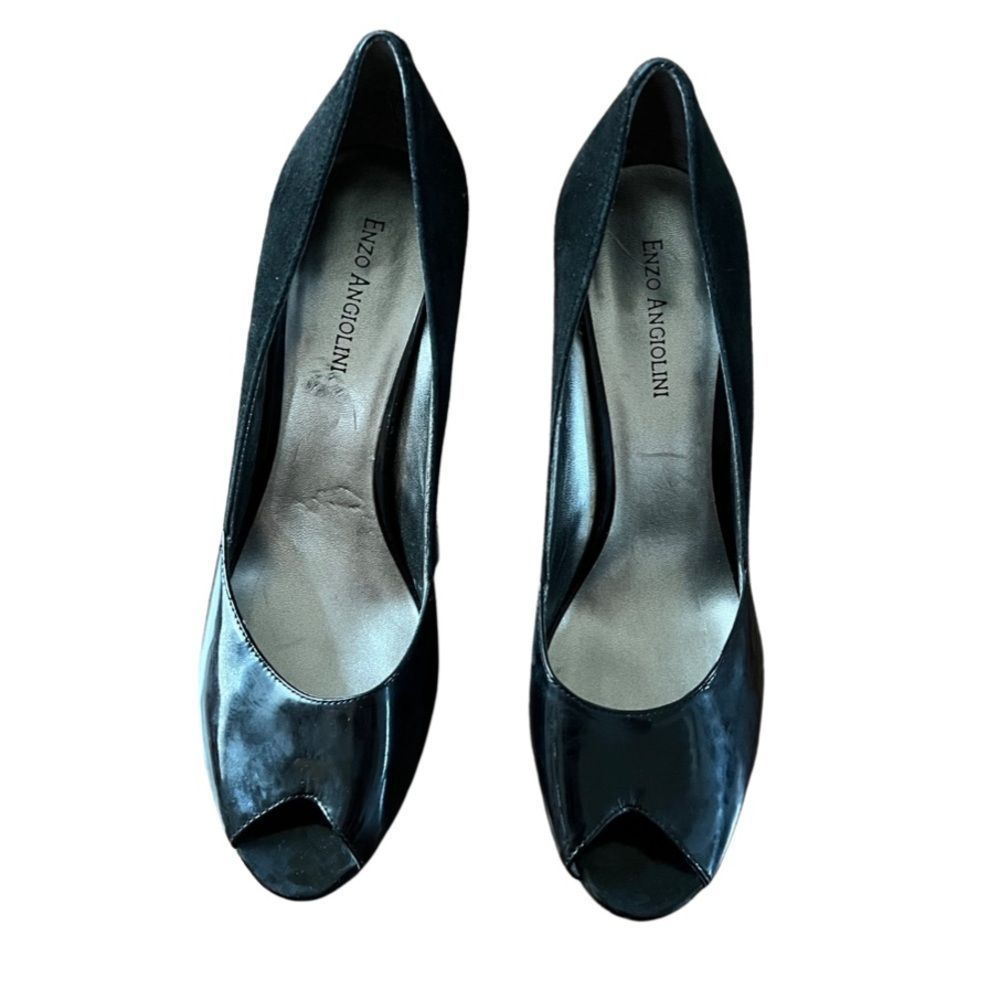 Good🎉 Condition ENZO ANGIOLINI open toed black heels, size 8 - Picture 3 of 10